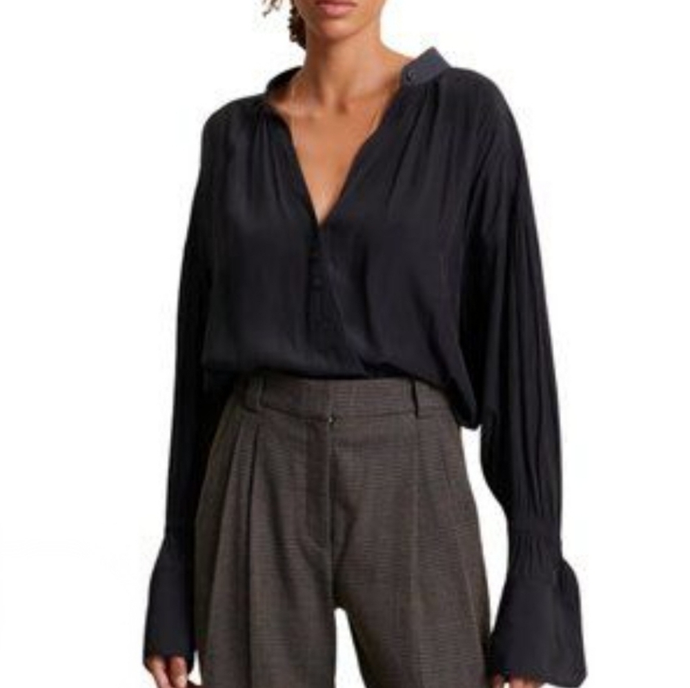 A.L.C. Paulina Black Long‎ Sleeve Blouse